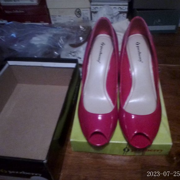 Jazzberry size 10 open toe heels - Picture 3 of 6